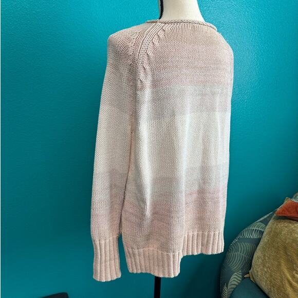 Chaps Cream Ombre Knit Long Sleeve Cable Knit Sweater Women's Medium - Picture 5 of 9